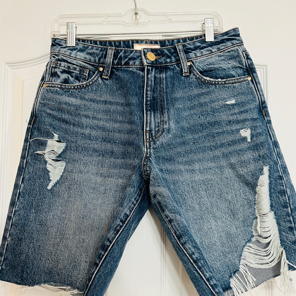 Kut from the Kloth Blue Distressed Denim Shorts